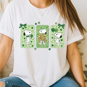 St Patrick's Peanuts T-shirt White S M L XL Women and kids sizes Cute New